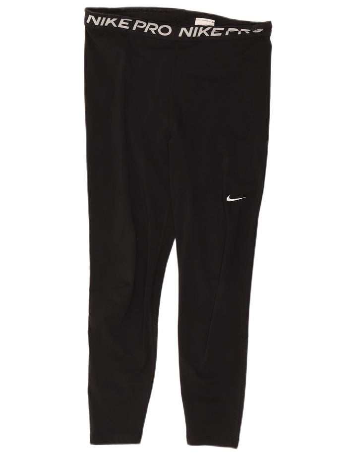 Leggings grafici Nike Dri Fit Crop da donna UK 14 Large Nero Poliestere