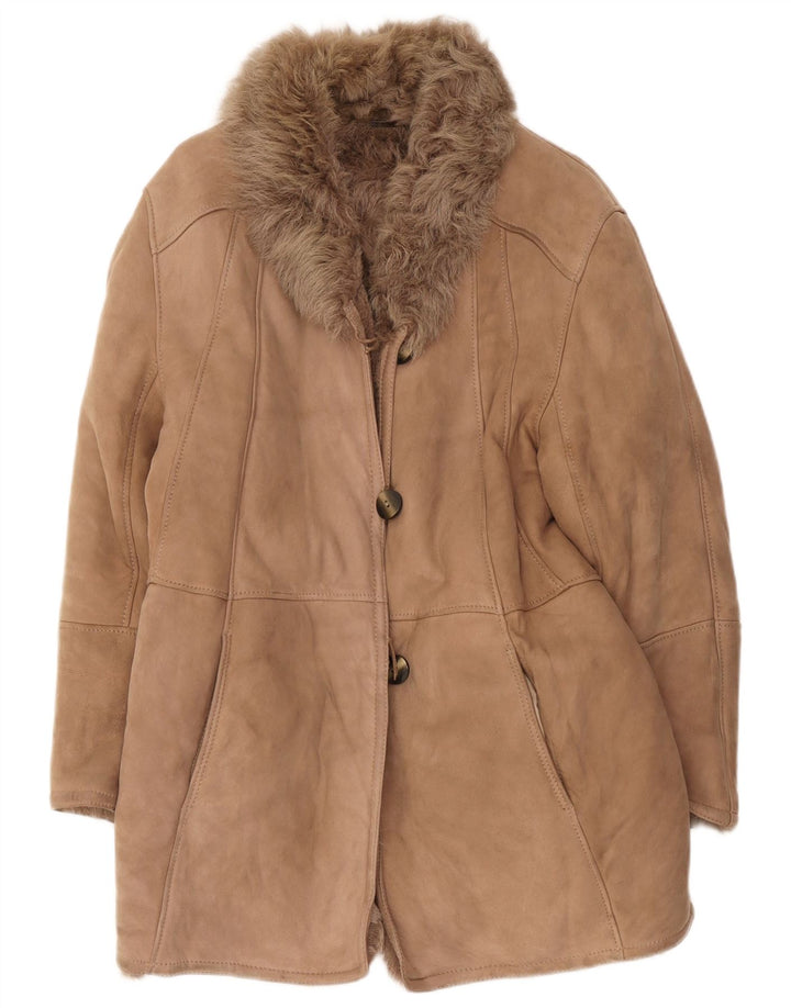 Cappotto in shearling vintage da donna IT 44 Beige medio