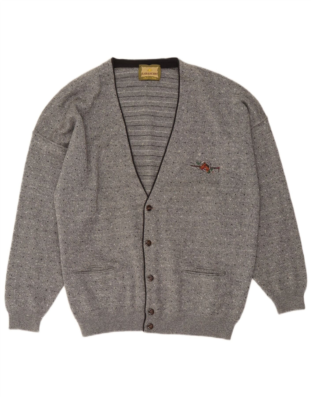 Maglione cardigan da uomo Il Granchio Lana screziata grigio medio