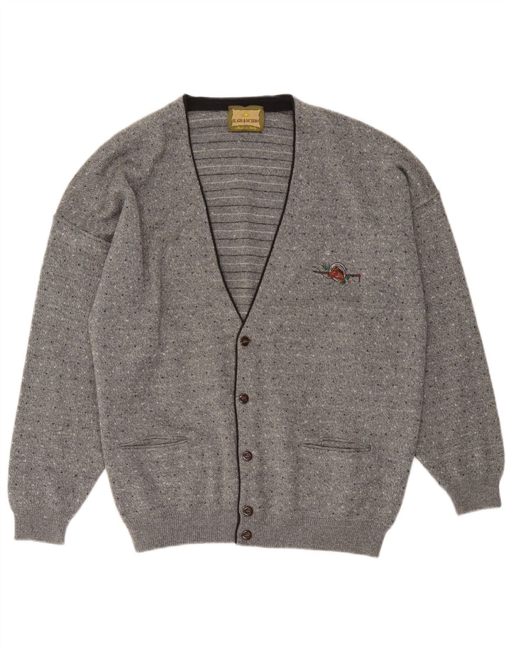 Maglione cardigan da uomo Il Granchio Lana screziata grigio medio