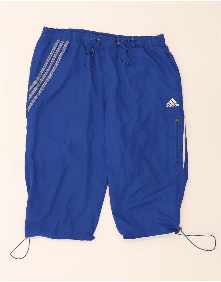 Pantaloncini sportivi da uomo Adidas Bermuda grandi in poliestere color block blu