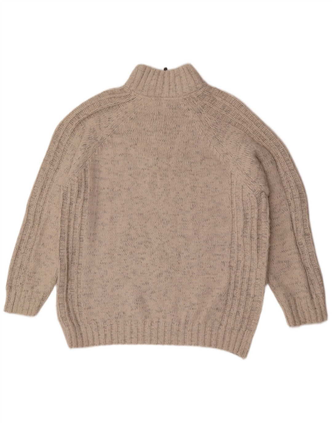 Maglione da uomo Marks & Spencer vestibilità regolare con zip e collo XL beige screziato