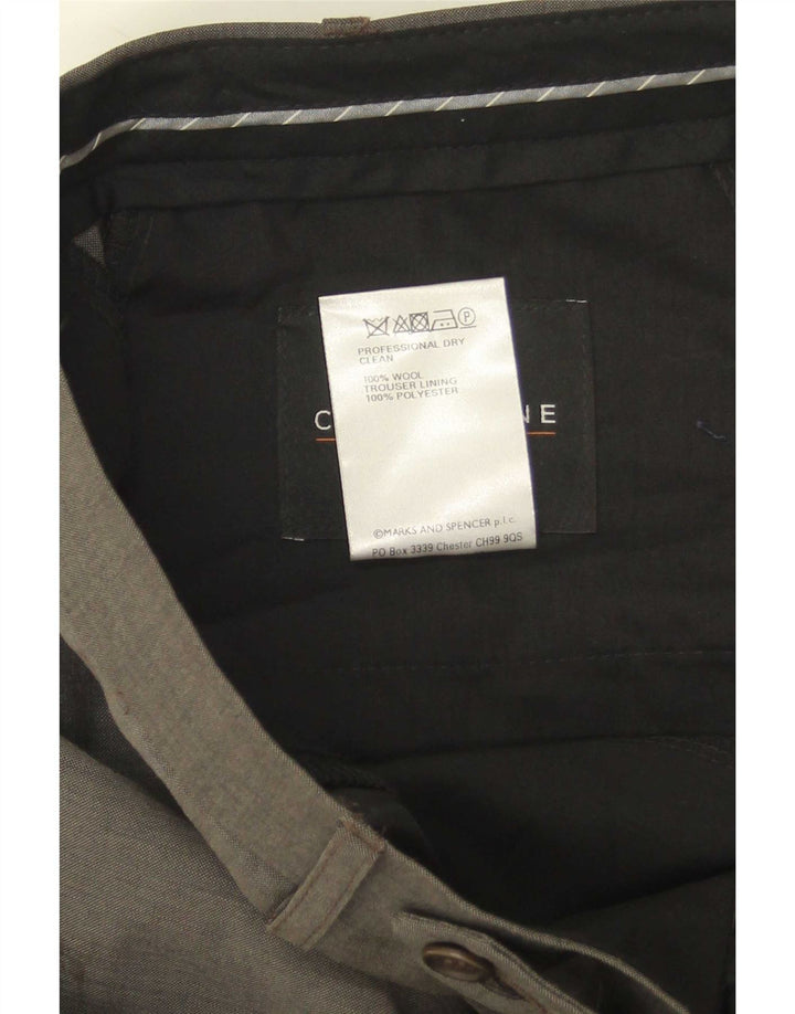 Pantaloni da abito dritti da uomo Marks & Spencer W40 L30 lana verde