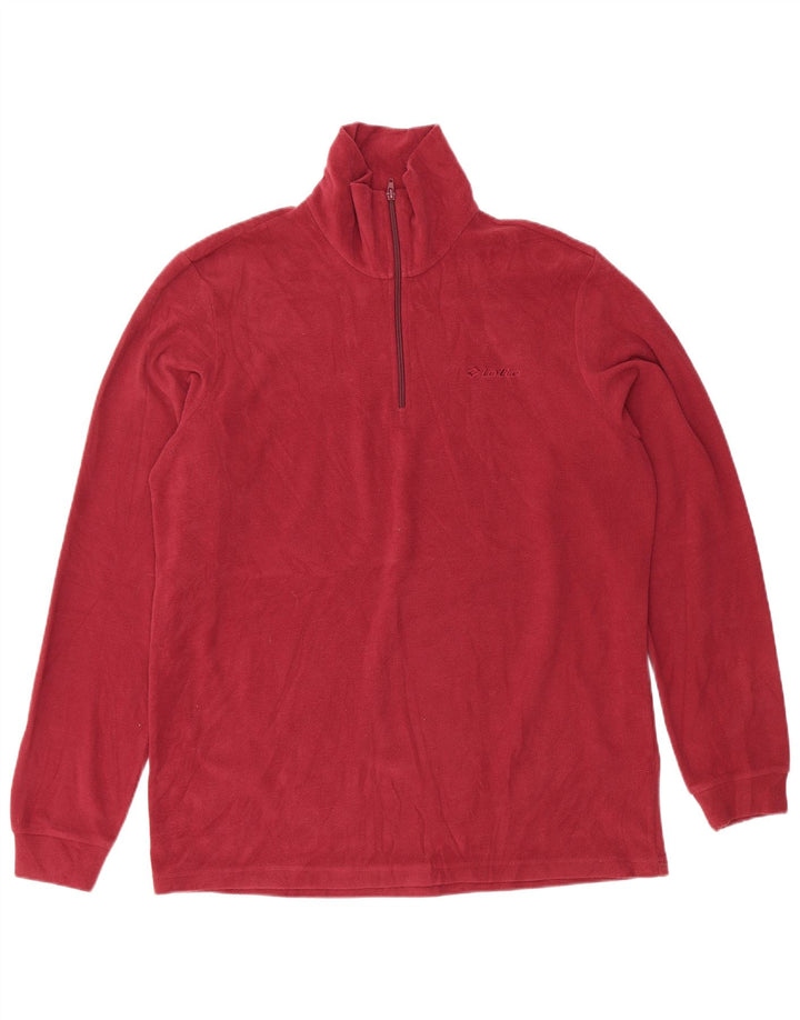 Maglione in pile da uomo Lotto con zip e collo in poliestere rosso medio