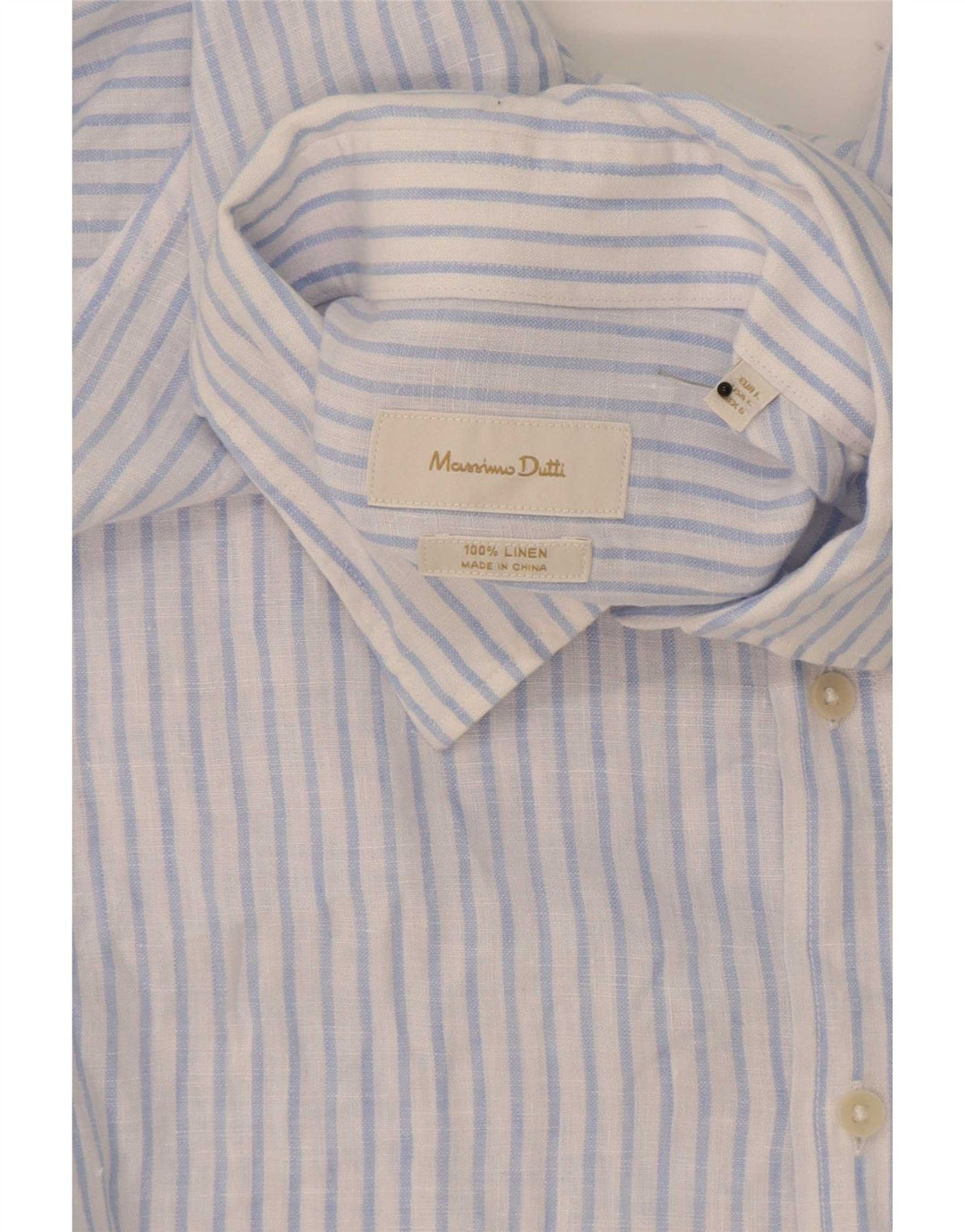 Camicia Uomo Massimo Dutti Grande Lino Gessato Blu