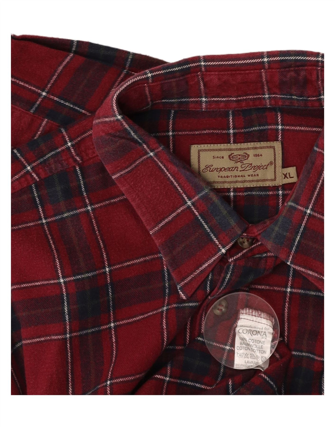 PROGETTO EUROPEO Camicia da uomo in flanella XL in cotone a quadri bordeaux