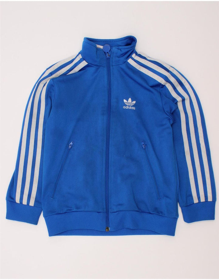 Giacca da ginnastica grafica da ragazzo Adidas 6-7 anni in poliestere blu