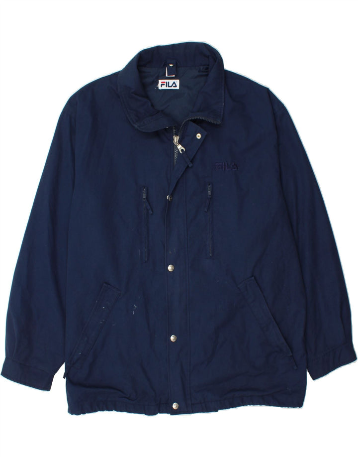 FILA Mens Windbreaker Jacket IT 54 2XL Navy Blue Polyester Vintage Fila and Second-Hand Fila from Messina Hembry 