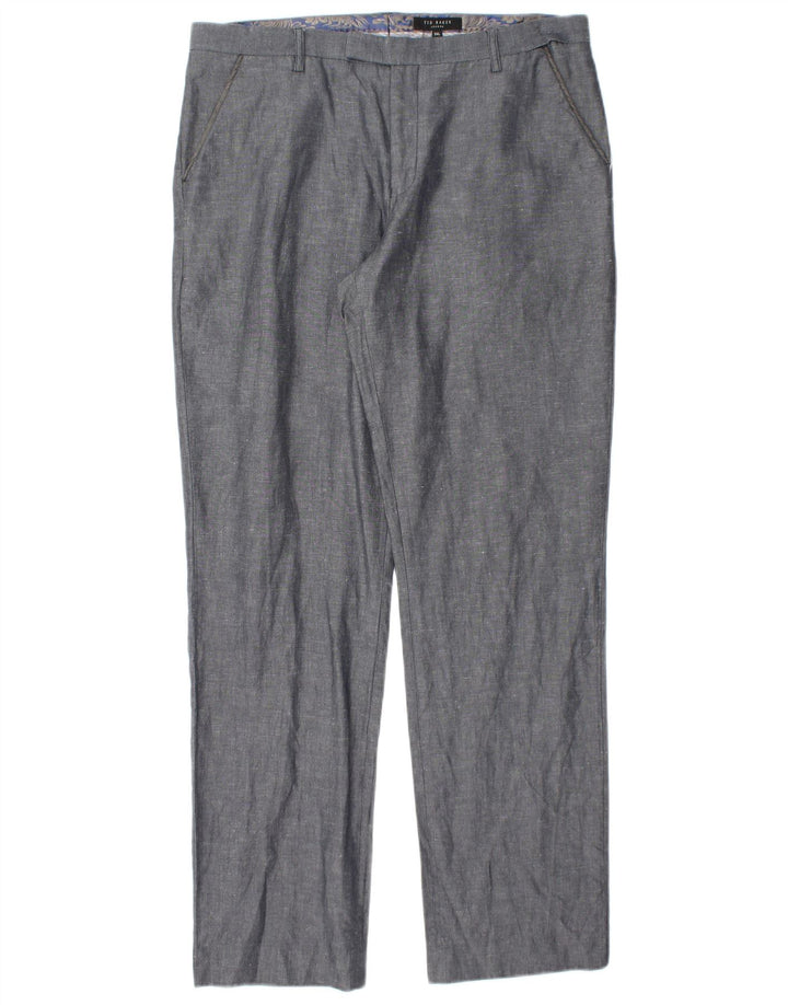 Pantaloni chino dritti da uomo TED BAKER W34 L32 in cotone blu