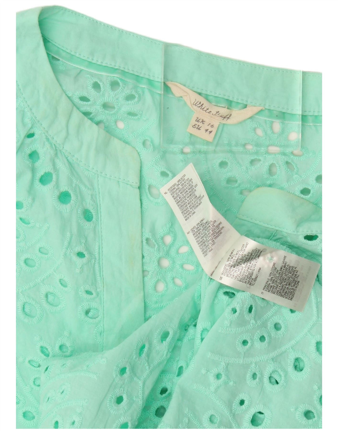 Top in camicetta con maniche a 3/4 da donna di White Stuff UK 16 grande cotone verde