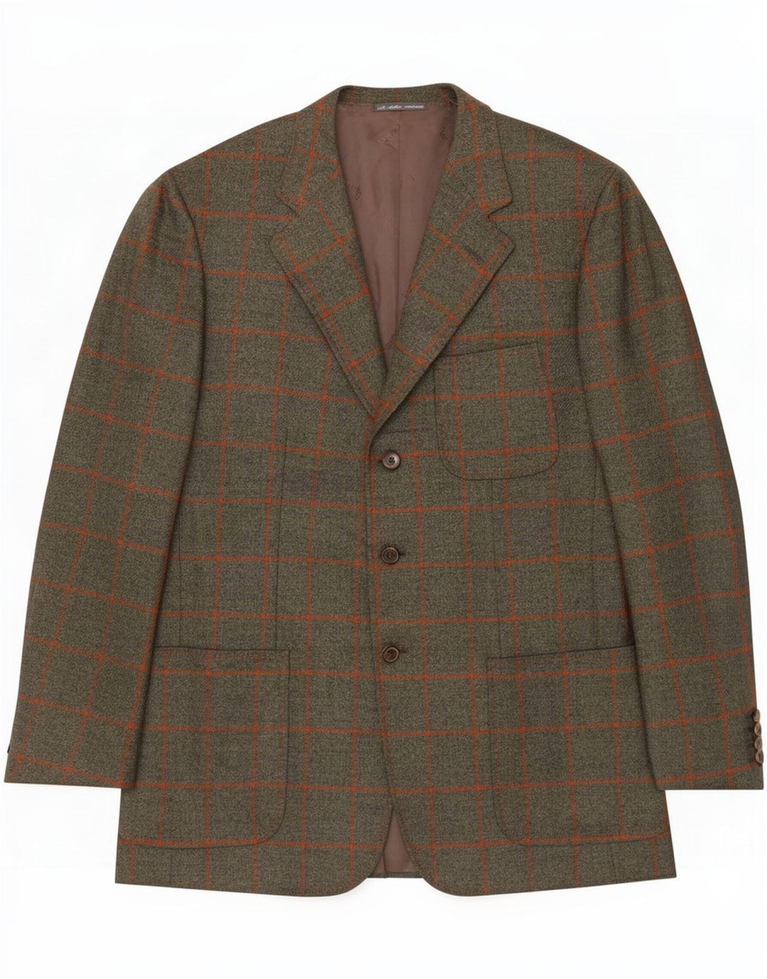 Ravazzolo Giacca blazer da uomo a 3 bottoni IT 50 grande lana a quadri grigia