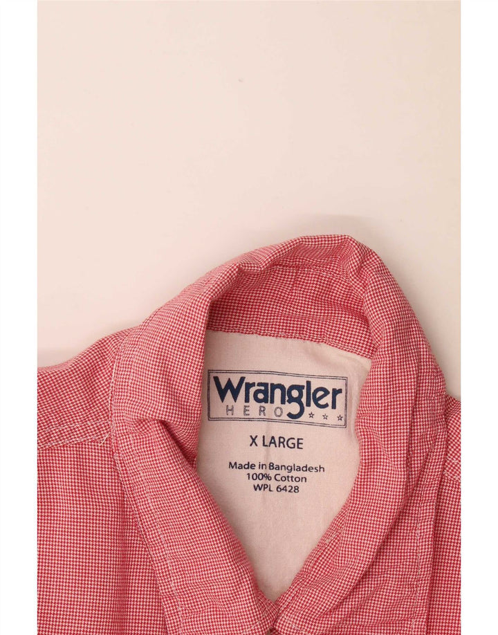 Camicia a maniche corte da uomo Wrangler XL in cotone pied de poule rosso