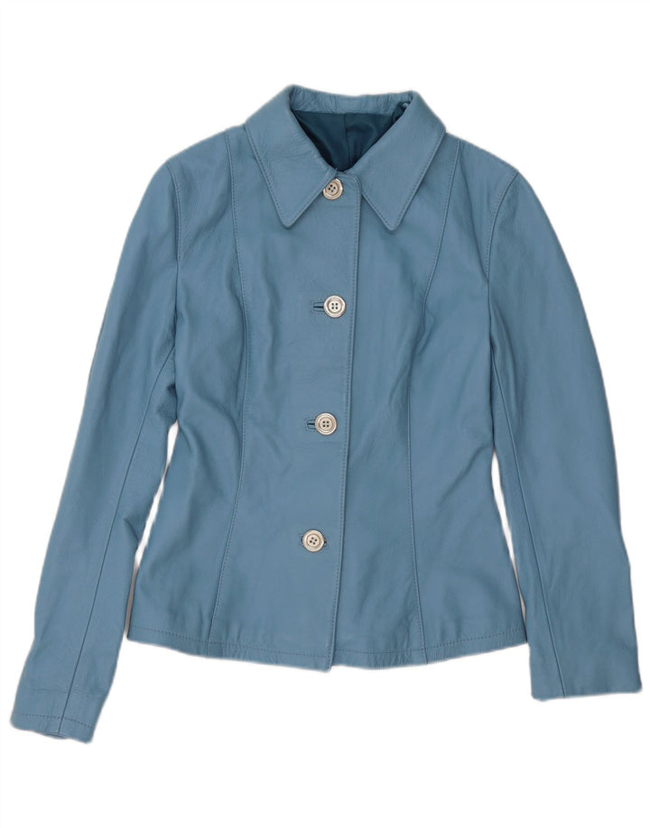 Camicia in pelle vintage da donna IT 42 Blu medio