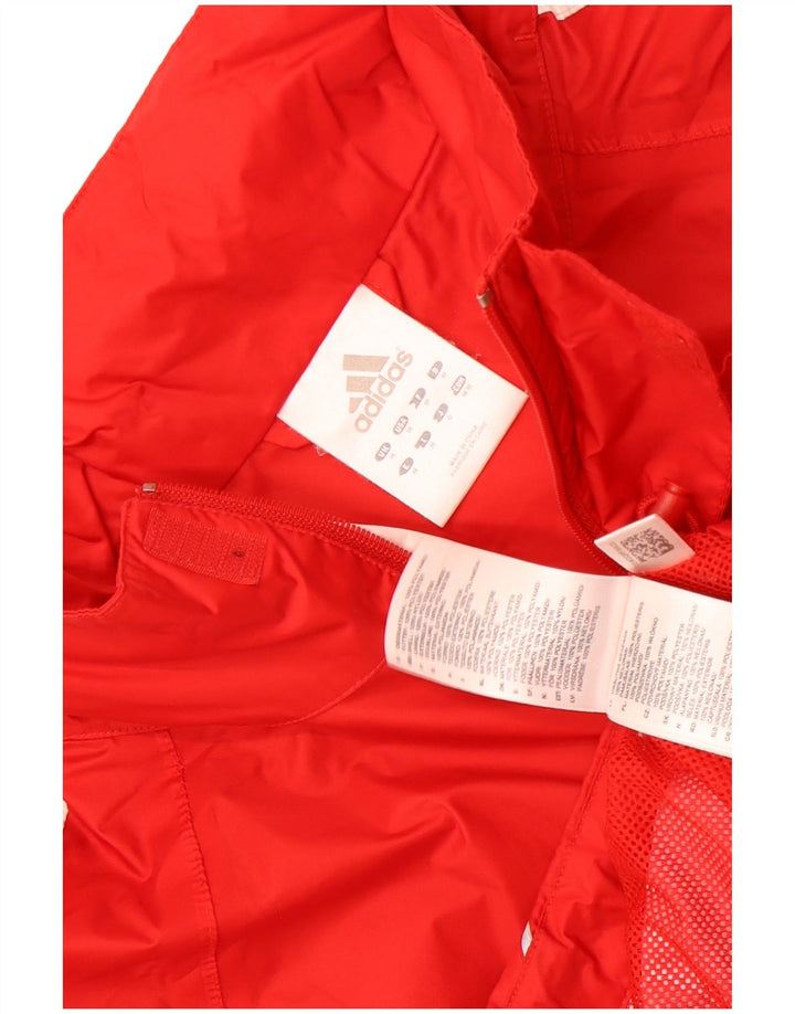 Giacca antipioggia da uomo Adidas con cappuccio UK 38 medio rosso poliestere