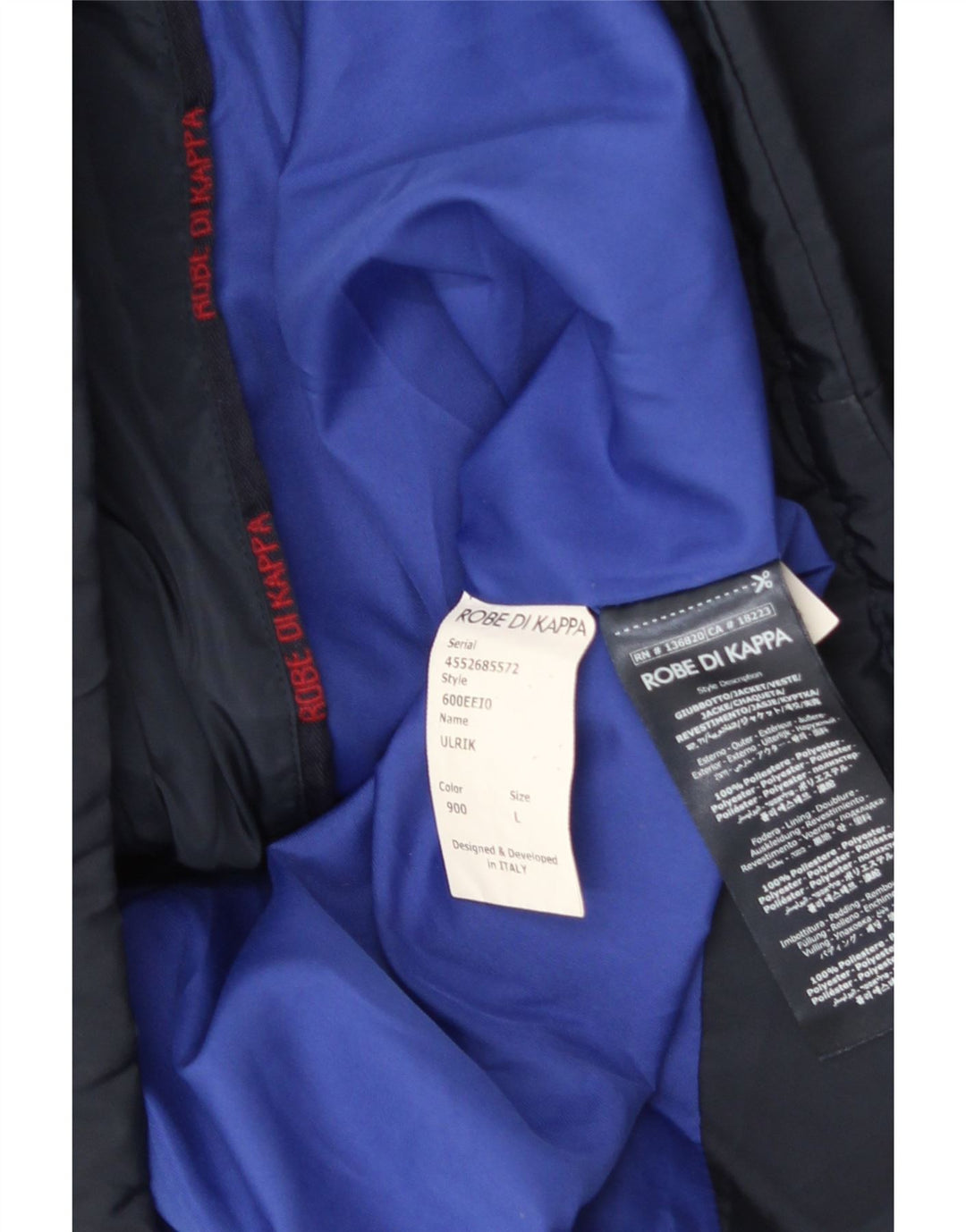 Giacca imbottita da uomo Kappa UK 40 Large blu navy in poliestere