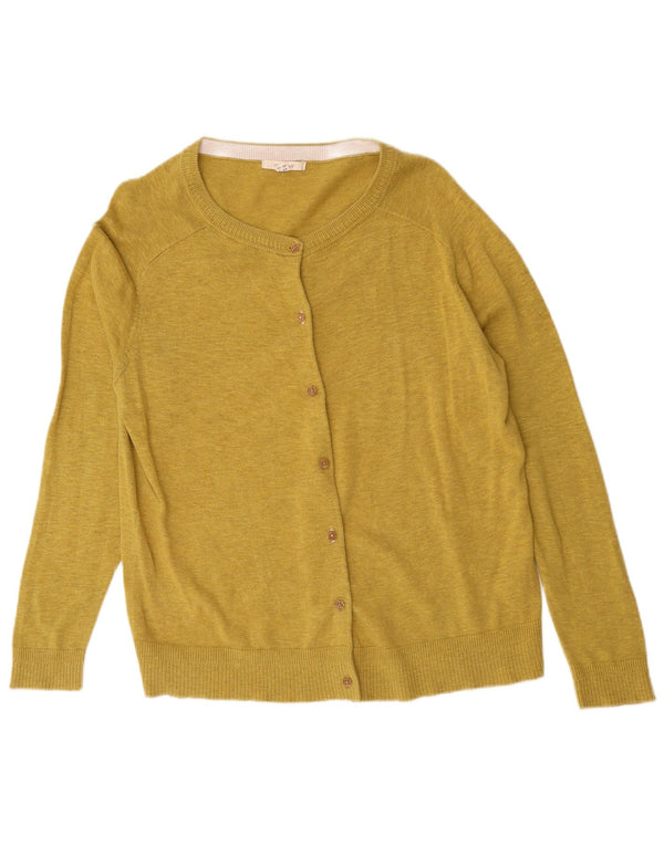 Maglione cardigan da donna White Stuff UK 16 Grande cotone screziato giallo