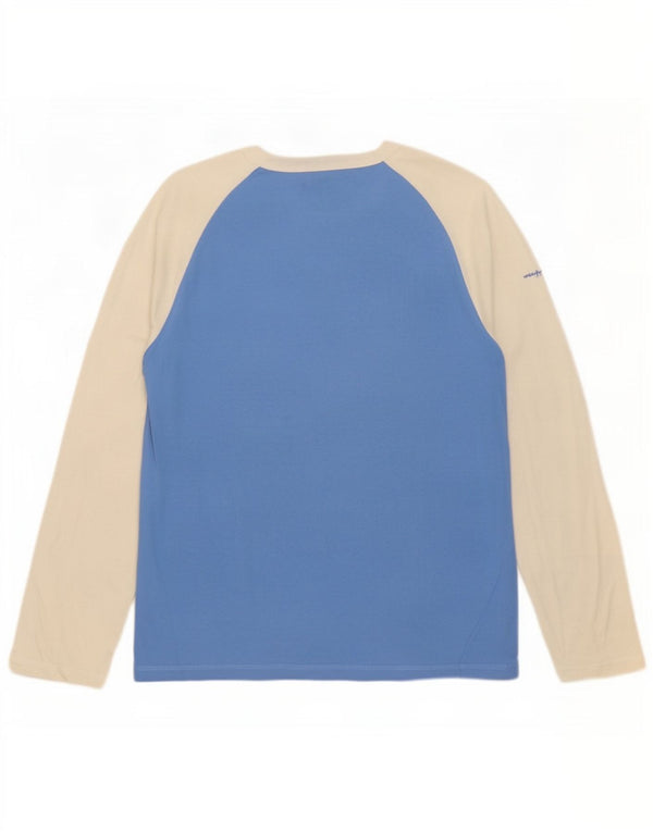 Champion Top grafico da uomo a maniche lunghe in cotone color block blu grande