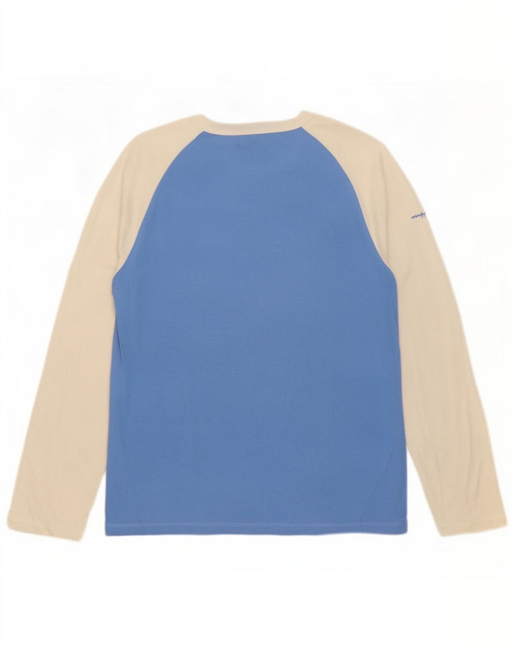 Champion Top grafico da uomo a maniche lunghe in cotone color block blu grande