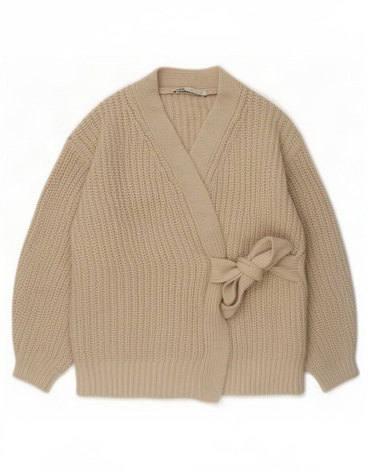 Maglione cardigan avvolgente da donna Zara UK 14 Acrilico beige medio