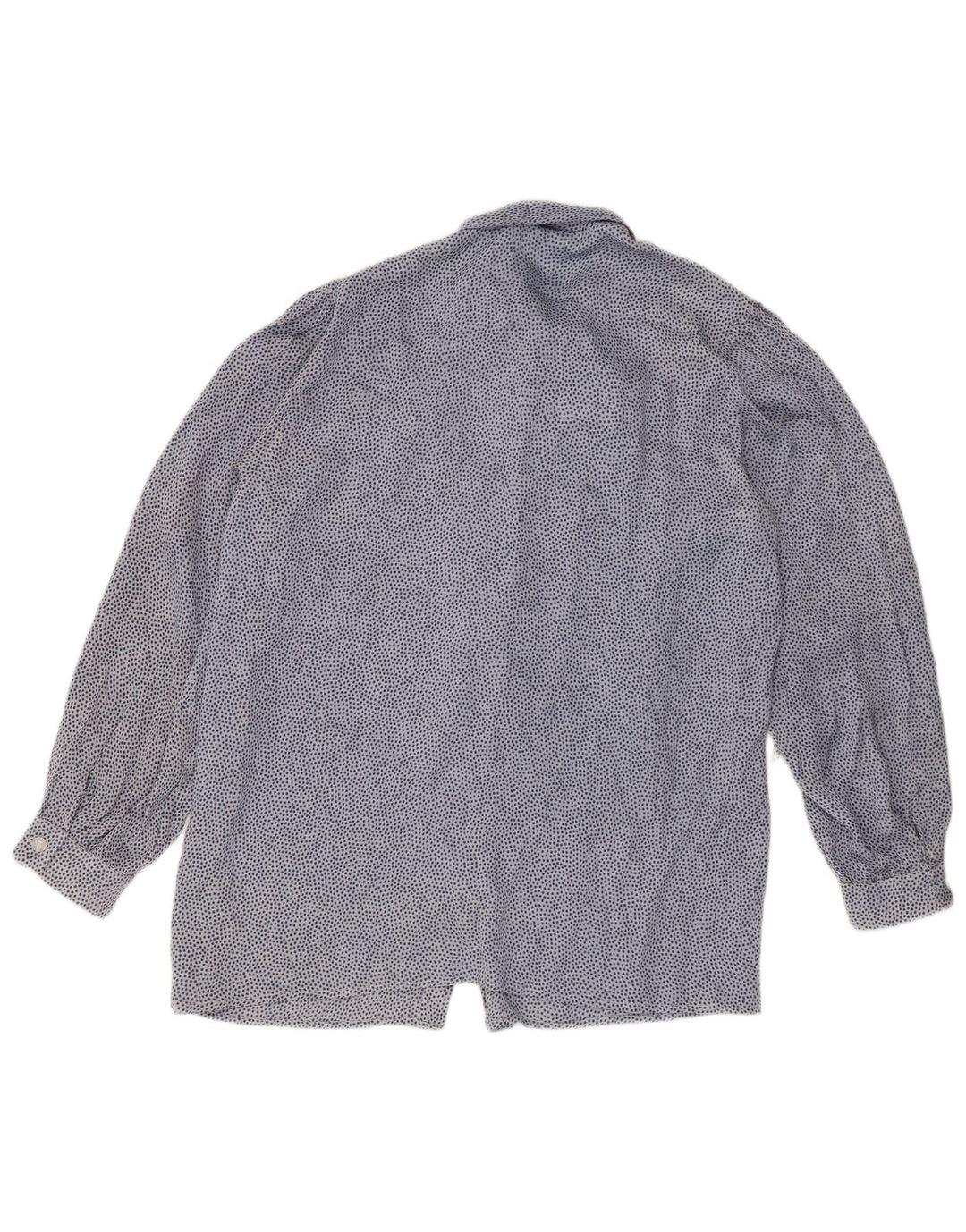 Camicetta vintage da donna con cravatta sul davanti UK 16 grande blu maculato