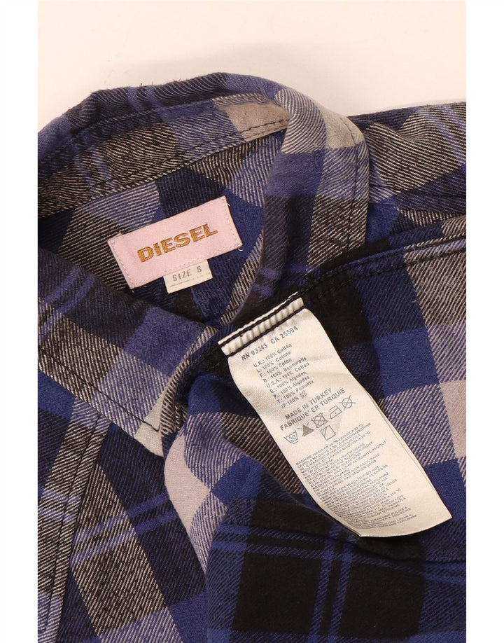 Camicia da uomo in flanella Diesel piccola in cotone a quadri blu navy