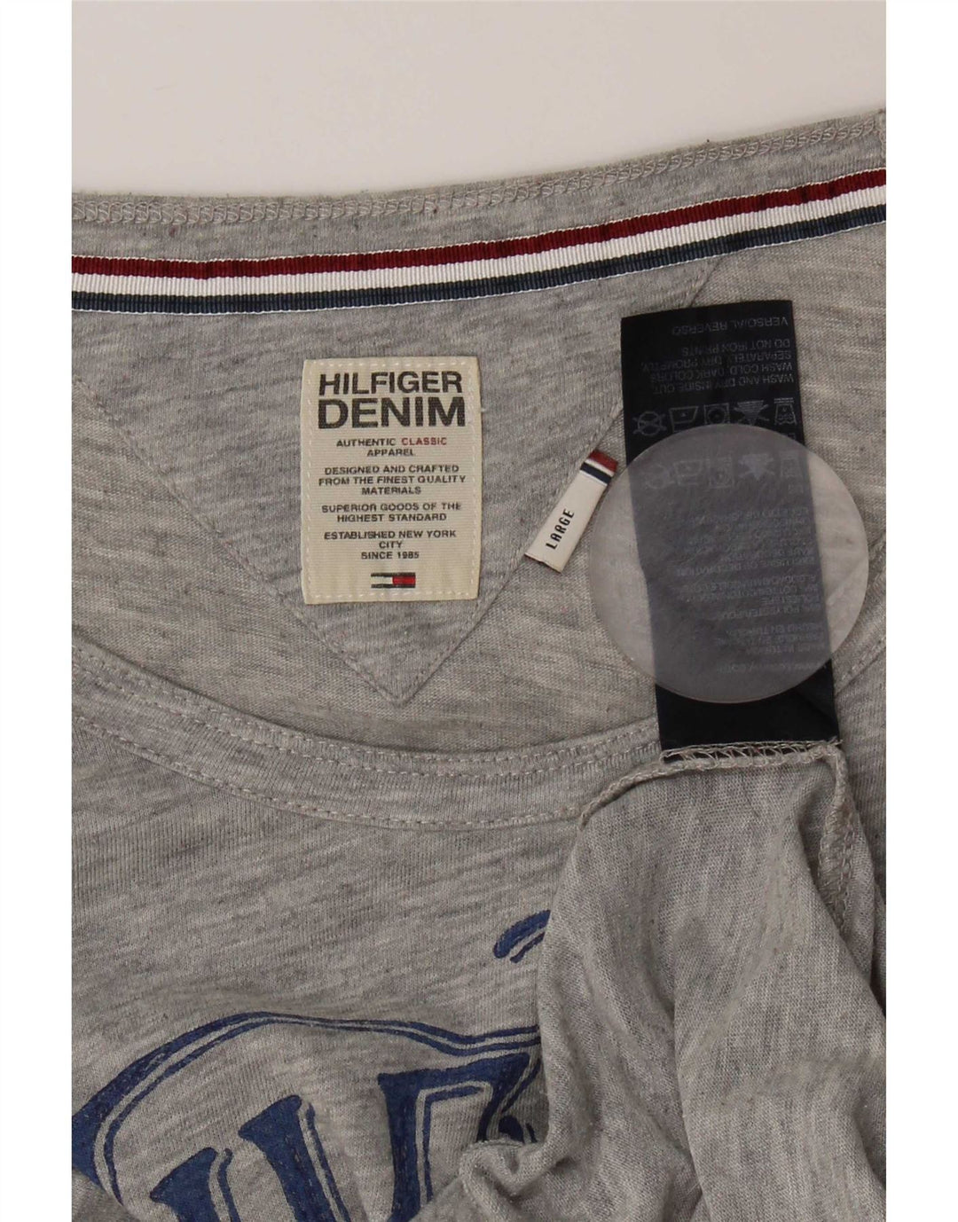 T-shirt grafica da donna Tommy Hilfiger Top UK 14 grande poliestere grigio