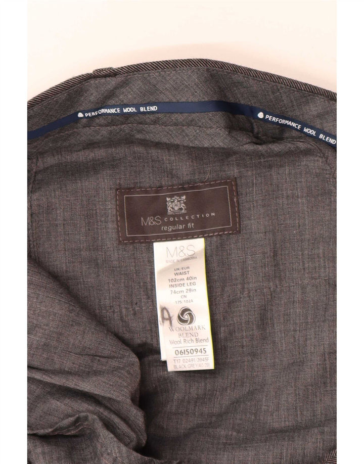 Pantaloni da abito dritti da uomo Marks & Spencer vestibilità regolare W40 L29 lana grigia