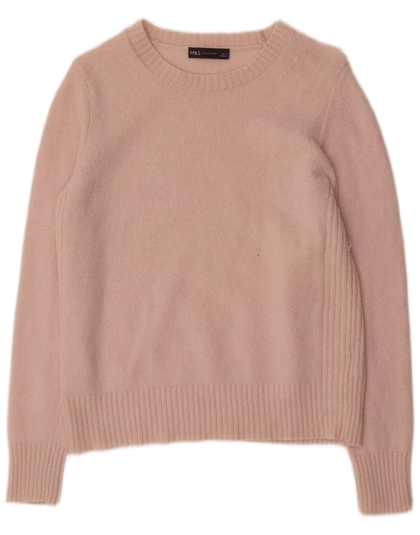 Marks & Spencer Womens Boat Neck Jumper Sweater UK 14 Medium Pink Wool