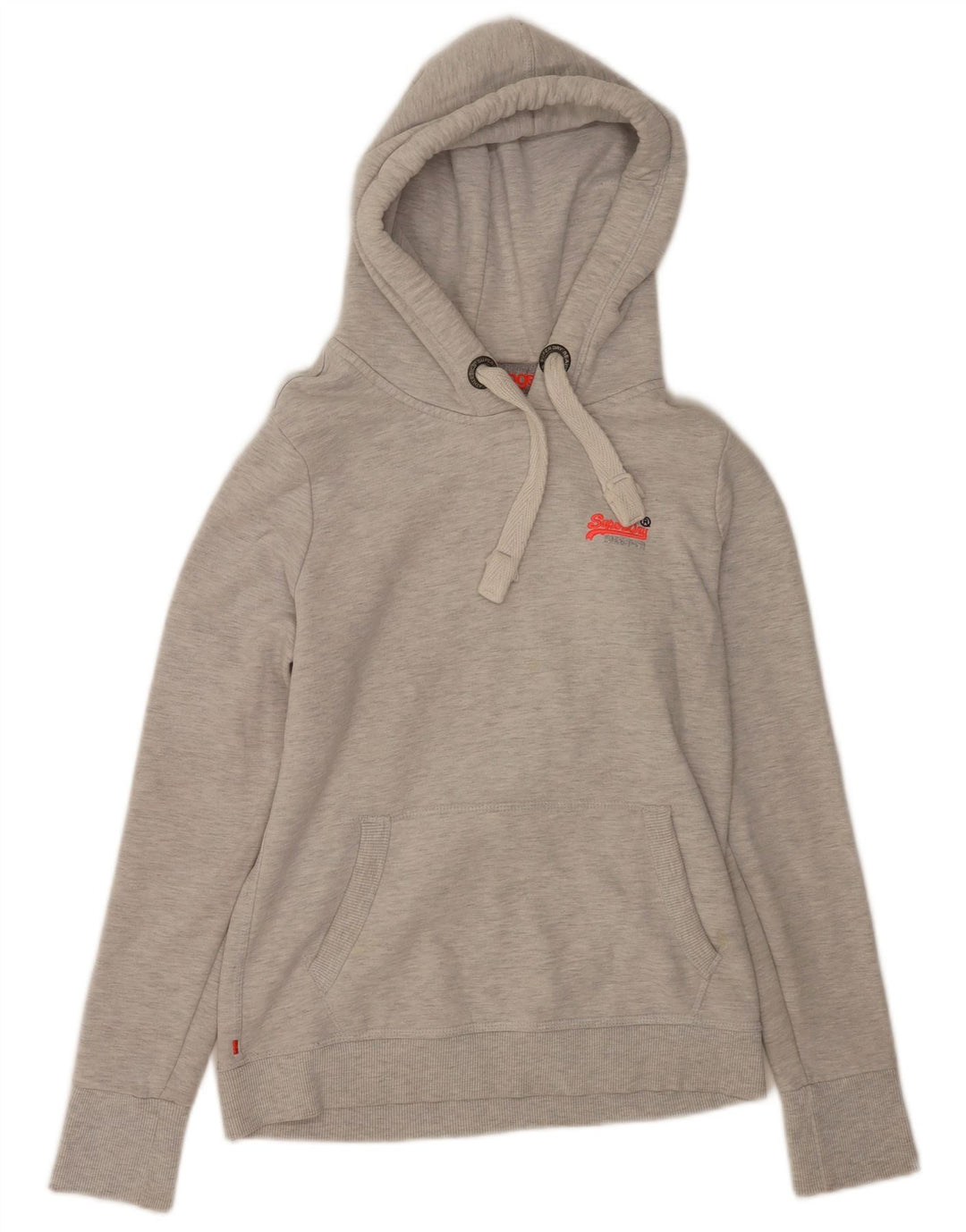 Felpa con cappuccio da donna Superdry UK 14 cotone grigio medio
