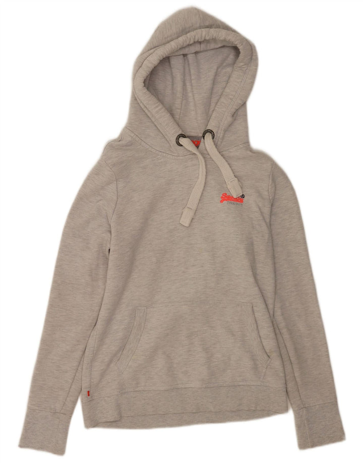 Felpa con cappuccio da donna Superdry UK 14 cotone grigio medio
