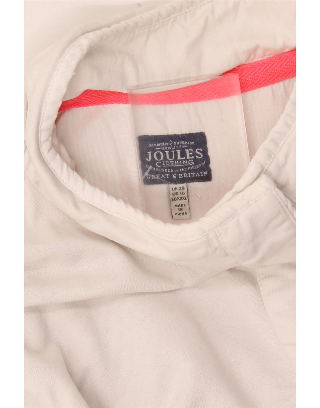 JOULES Felpa da donna con collo abbottonato, maglione UK 20 2XL a righe bianche