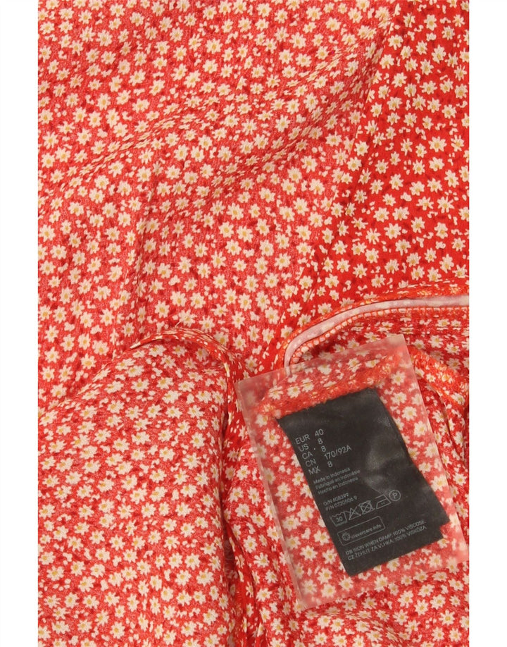 Vintage Womens Maxi Dress EU 40 Medium Red Floral Viscose