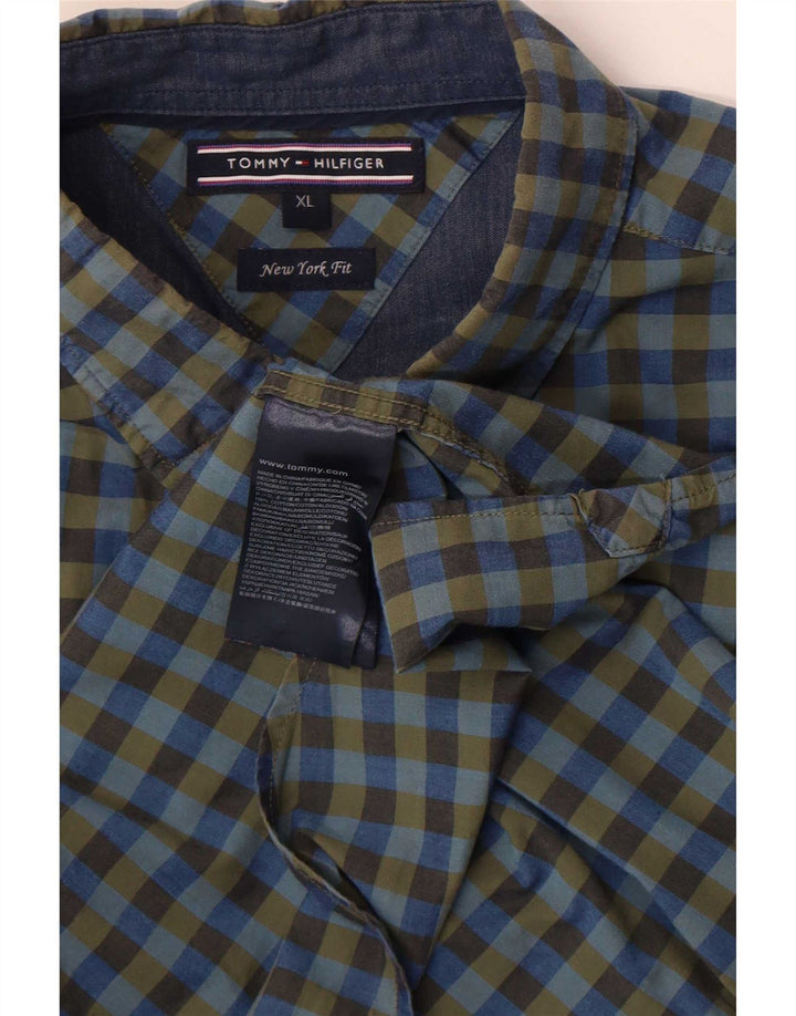 Camicia da uomo Tommy Hilfiger XL in cotone a quadretti blu