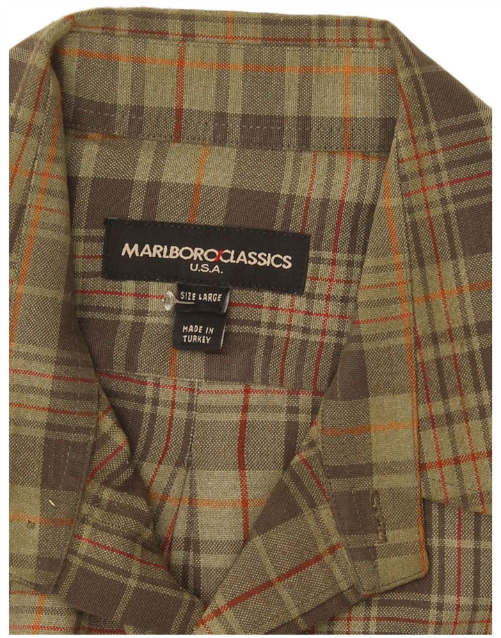 Marlboro Classics Camicia in flanella da uomo a quadri kaki grandi