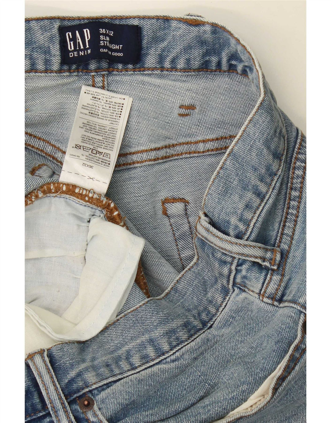 Jeans dritti slim da uomo Gap W36 L32 cotone blu