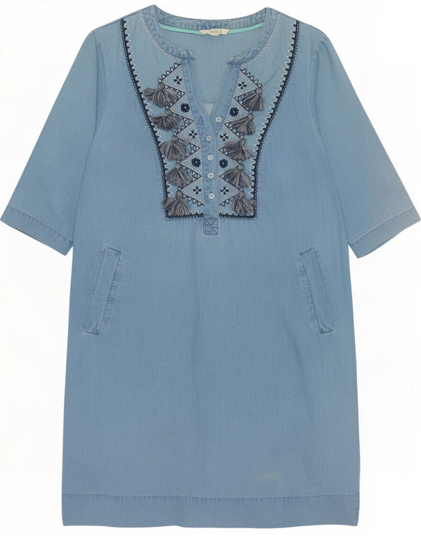 Abito in denim con maniche a 3/4 da donna di White Stuff UK 12 Lyocell floreale blu medio