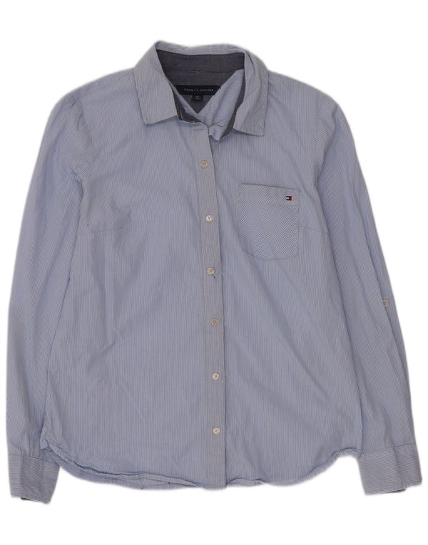 Camicia da donna Tommy Hilfiger UK 10 piccolo cotone gessato blu