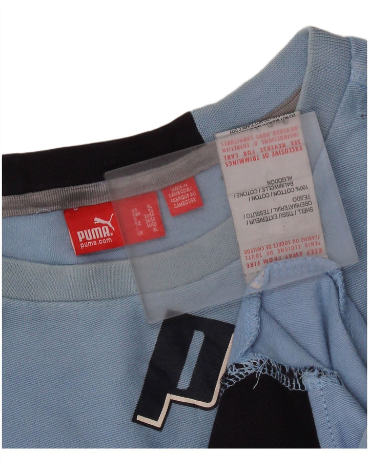 PUMA Top grafico da uomo a maniche lunghe XL in cotone blu