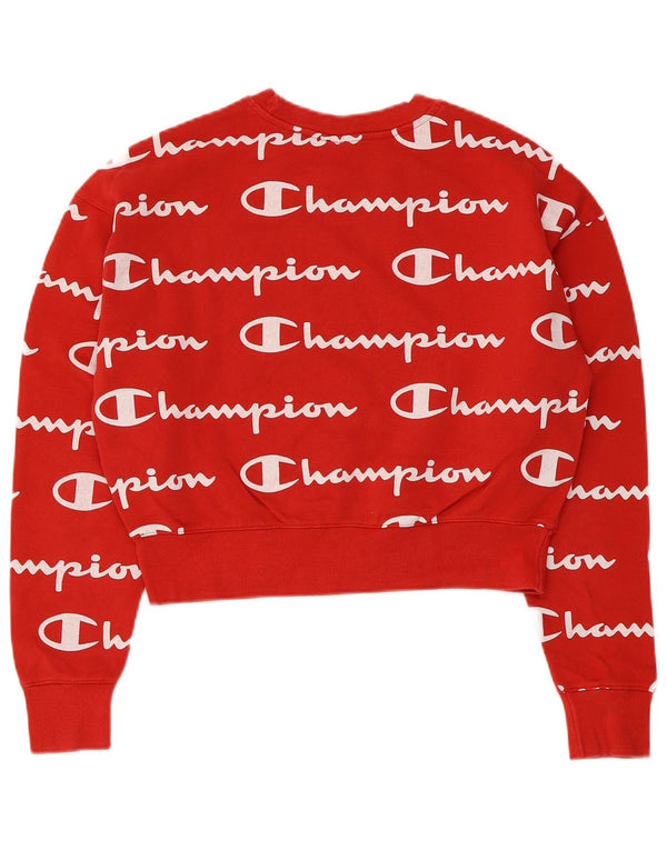 Felpa oversize con grafica corta Champion da donna UK 6 XS rosso cotone