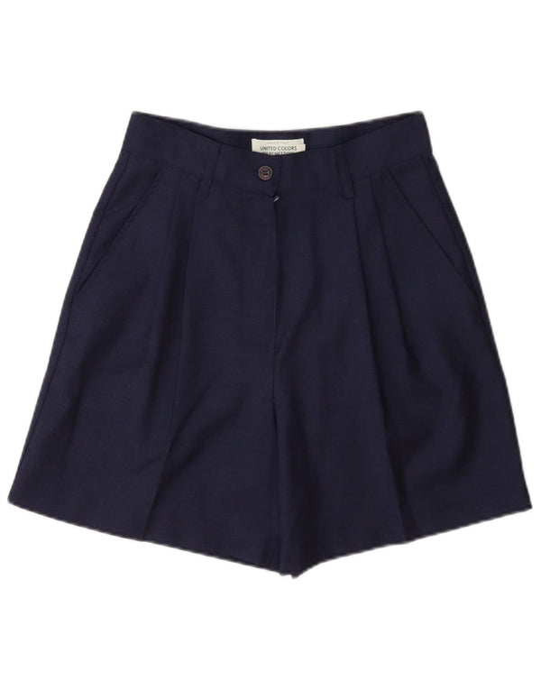 Pantaloncini casual con pegging a vita alta da donna Benetton IT 40 Small W26 Blu Navy