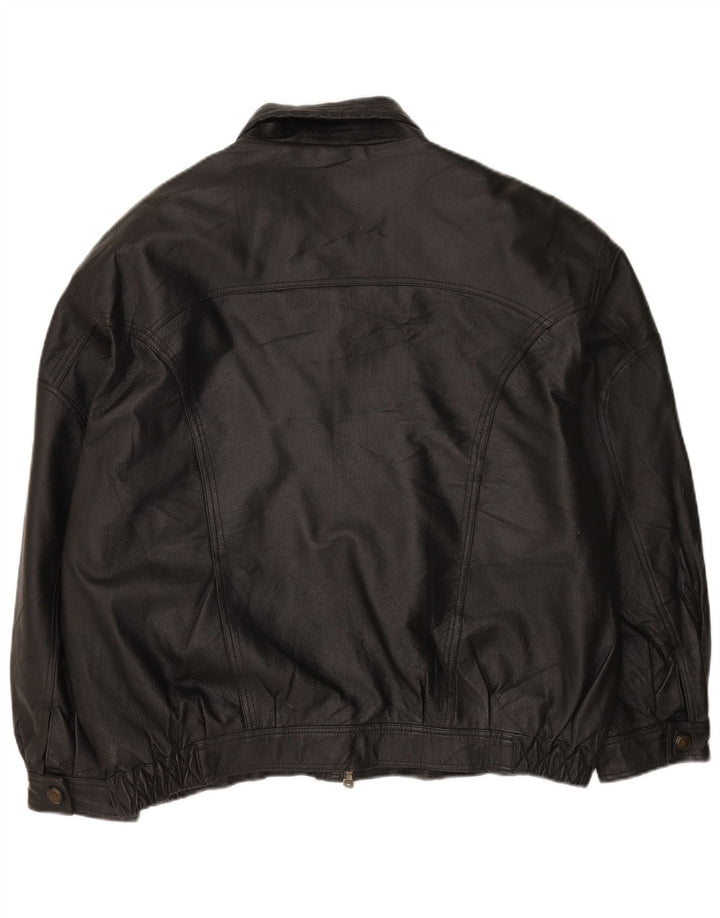 Giacca in pelle vintage da uomo UK 42 XL in pelle nera