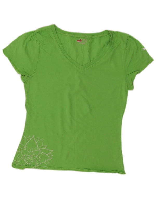 T-shirt grafica Puma Mahanuala da donna UK 12 cotone verde medio