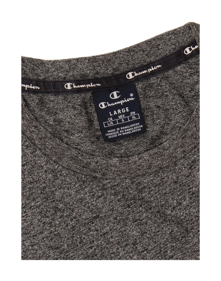CHAMPION Mens Graphic T-Shirt Top Large Grey Flecked Cotton