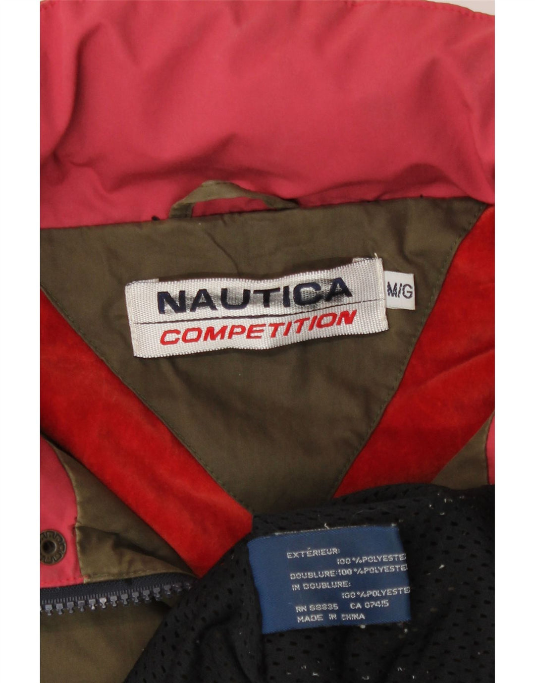 Giacca antipioggia con cappuccio grafica da uomo Nautica UK 38 poliestere kaki medio