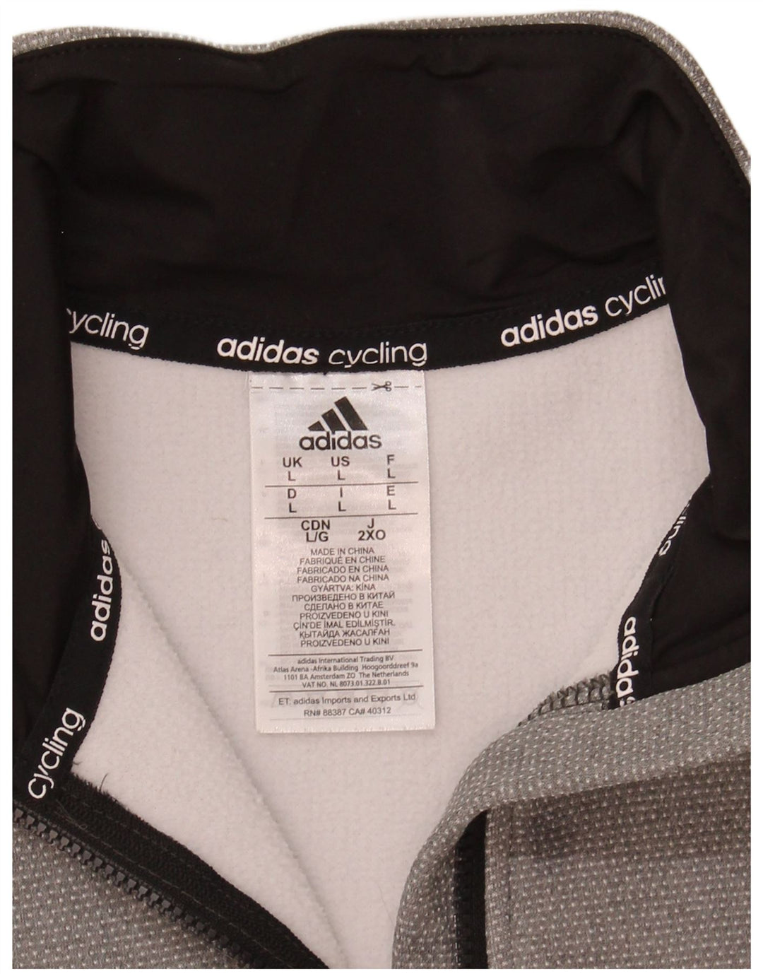 Felpa Adidas da uomo con zip e collo, grande, in poliestere grigio