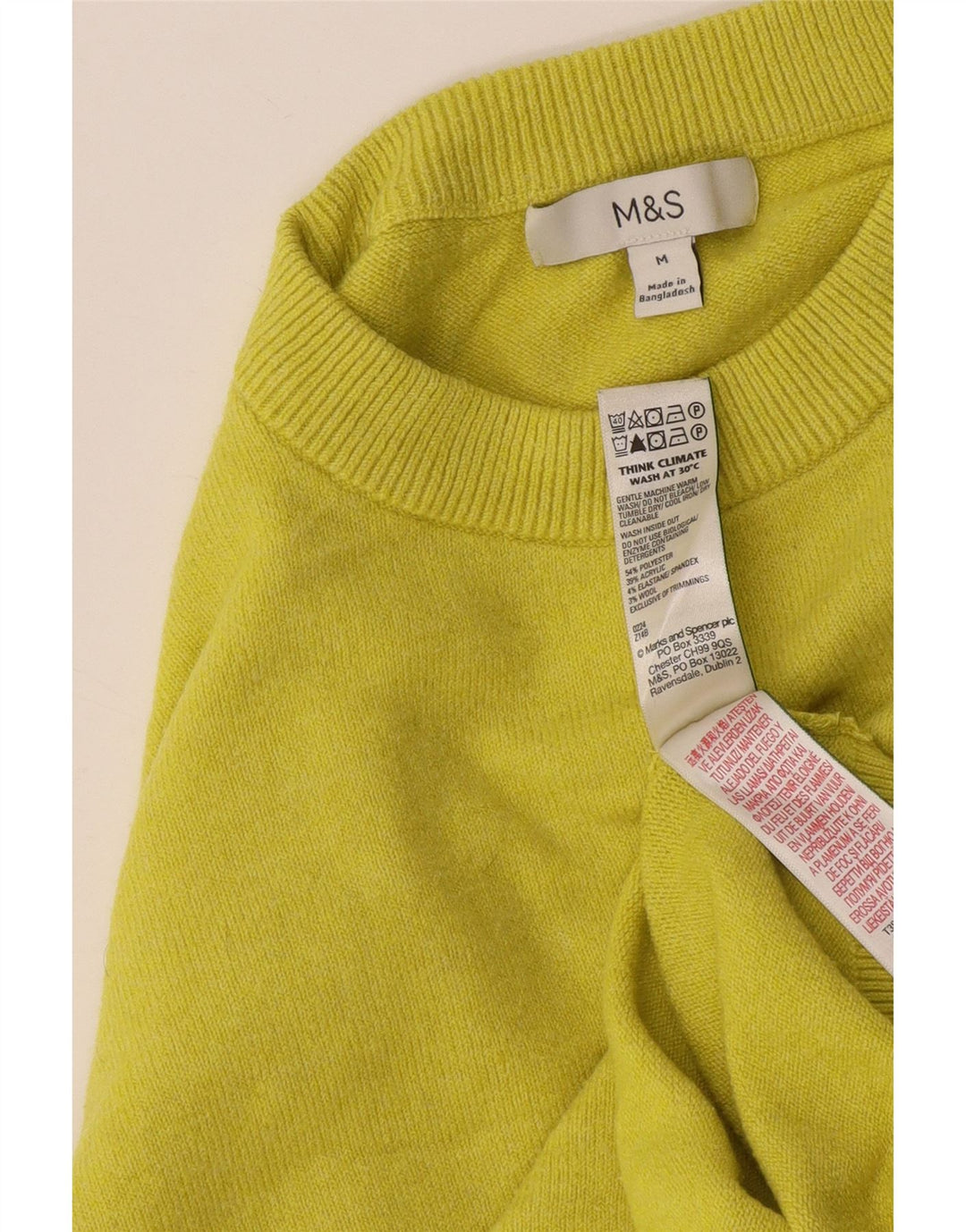 Maglione maglione girocollo da donna Marks & Spencer UK 14 giallo medio