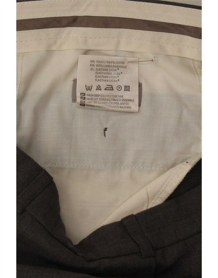 Pantaloni da abito dritti da uomo Marks & Spencer W36 L29 poliestere grigio