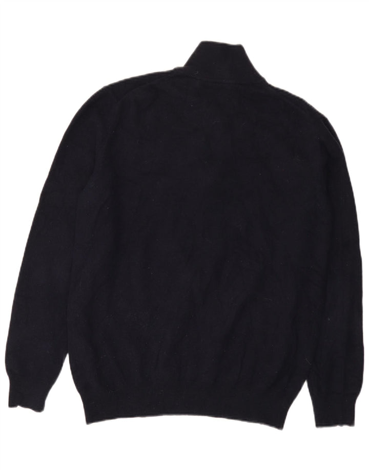 Gant Maglione da uomo con zip e collo XL in lana d'agnello blu navy