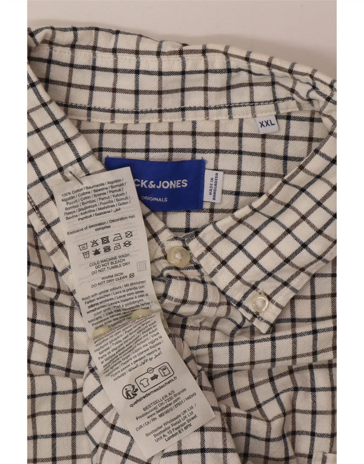 Camicia da uomo Jack & Jones 2XL cotone a quadretti bianco