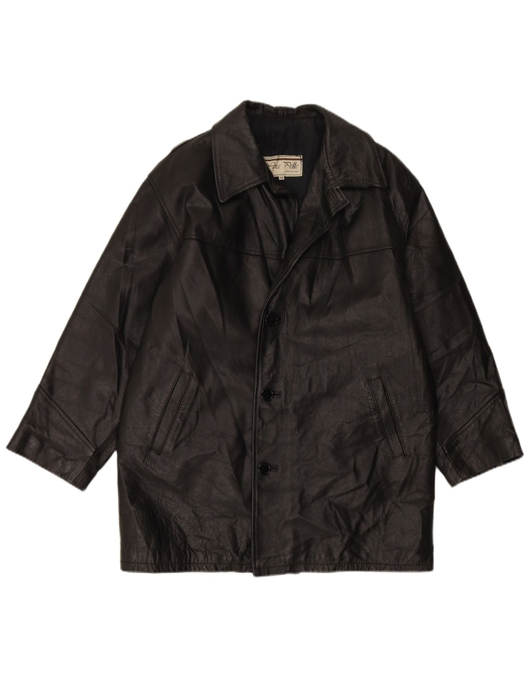 Giacca in Pelle Uomo VINTAGE IT 48 Pelle Nera Media